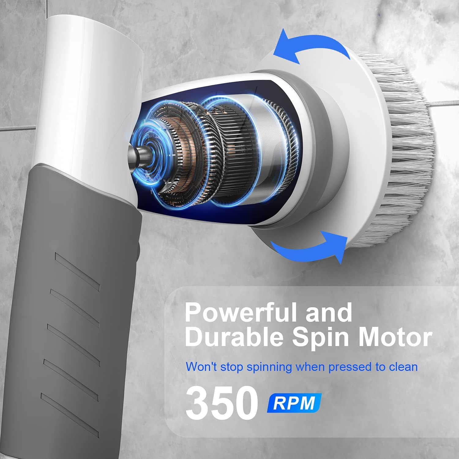 Electric Spin Scrubber Portable Cordless Power Electric Scrubber Rechargeable Electric Cleaning Brush with 4 Replaceable Brush Heads for Cleaning Bathroom Tub Ceramic Tile Floor Sink Kitchen and Car image number 5