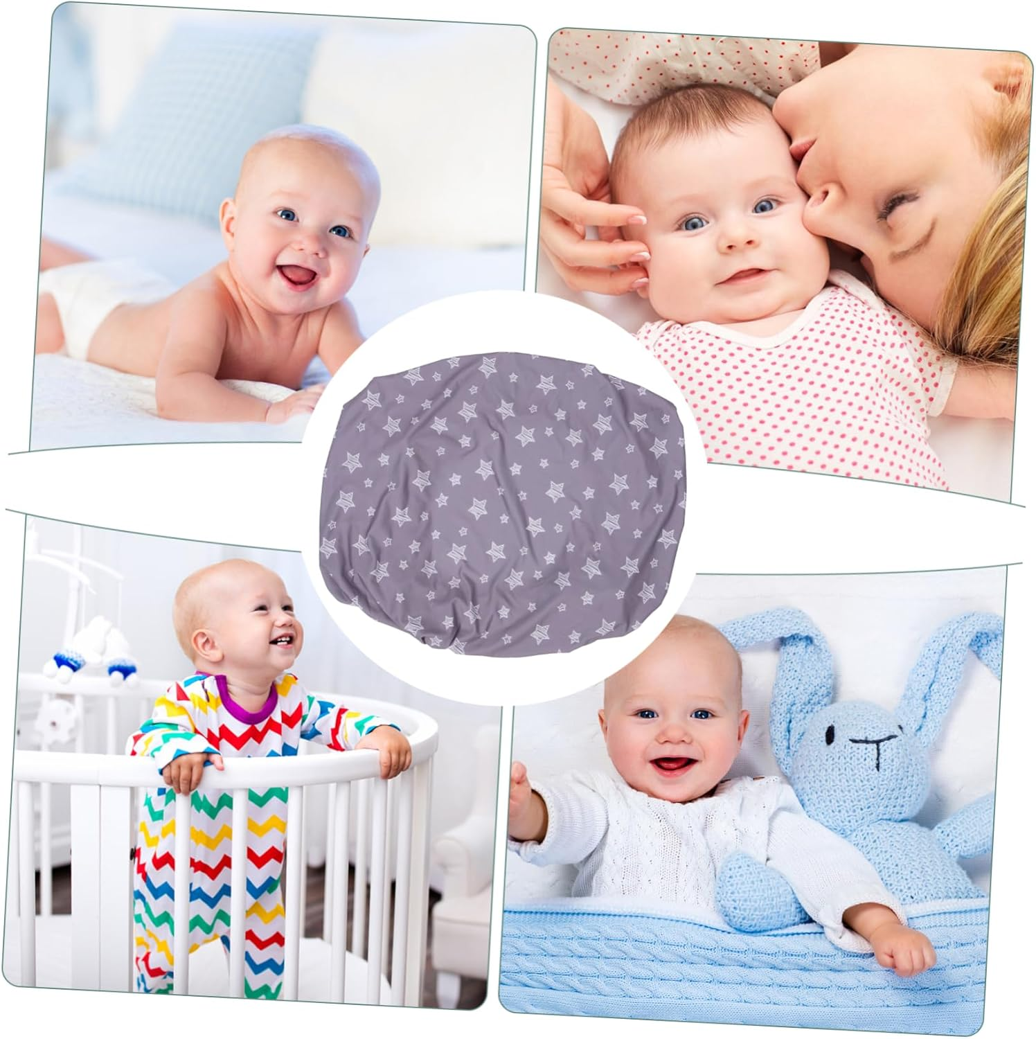 Reusable Changing Pad Cover for Soft Diaper Change Table Fits Standard Changing Pads and Cradle Mattresses Breathable and Comfortable Design Grey Stars Pattern image number 6