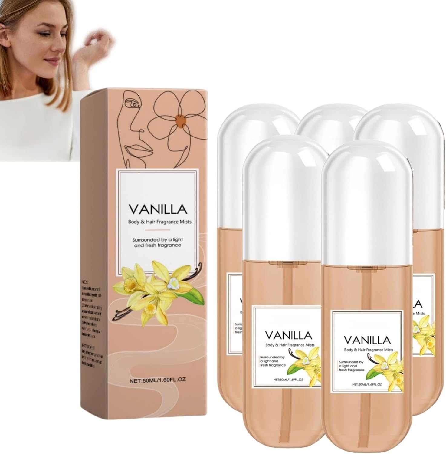 Vanilla Perfume Spray for Hair & Body, Women'S Body Sprays-Long-Lasting Light Fragrances Mists, Fruity Long Lasting Fragrances Perfume for Men & Women, Suitable for Daily Wear or Gifting (1)