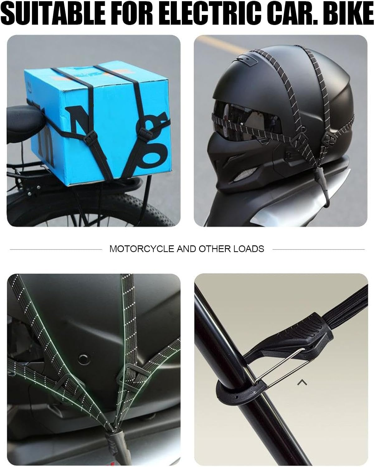 Motorcycle Luggage Cargo Straps - Motor Tie down Rope - Adjustable Motorcycle Tie down Straps for Securing ATV Kayak Moving Cargo - 90Cm image number 4