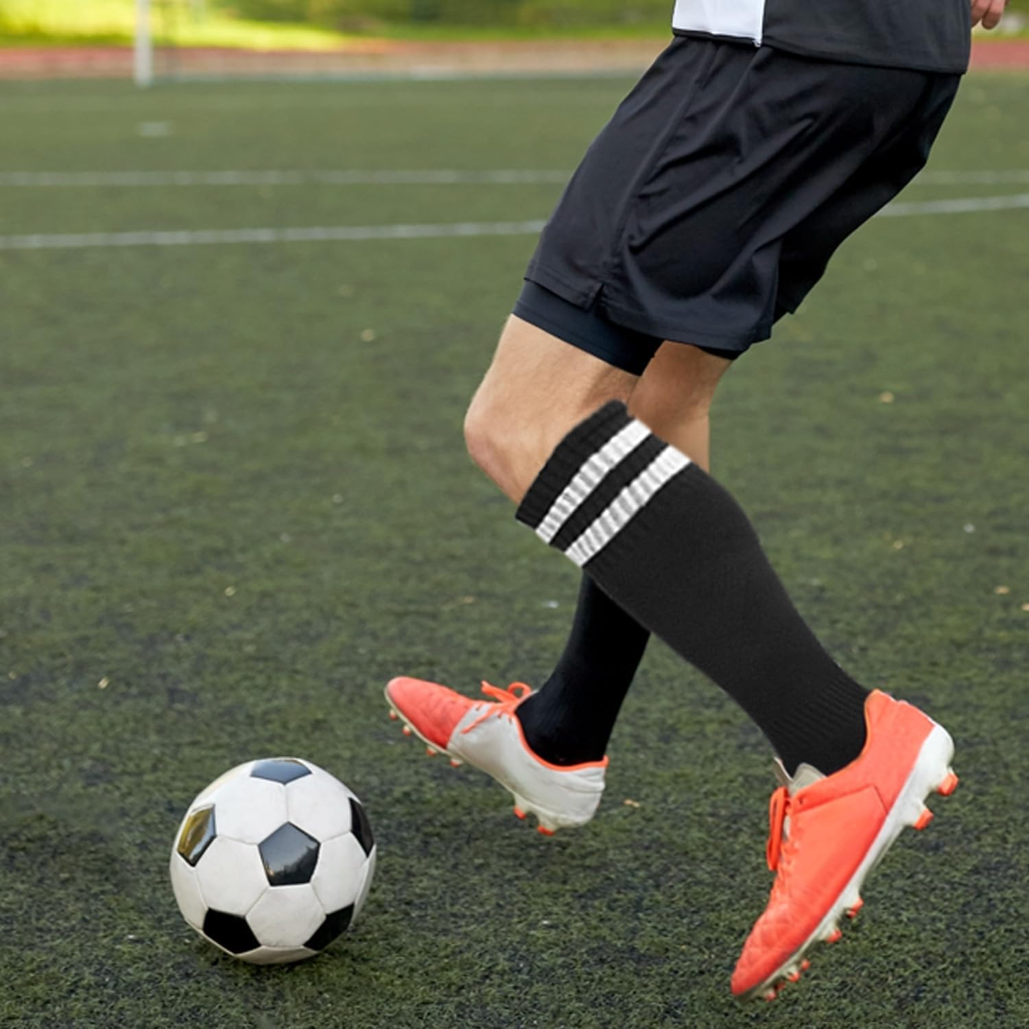 3 Pairs Soccer Socks, Sport Knee High Socks Calf Compression Athletic Socks for Adult Men and Women Football, Running