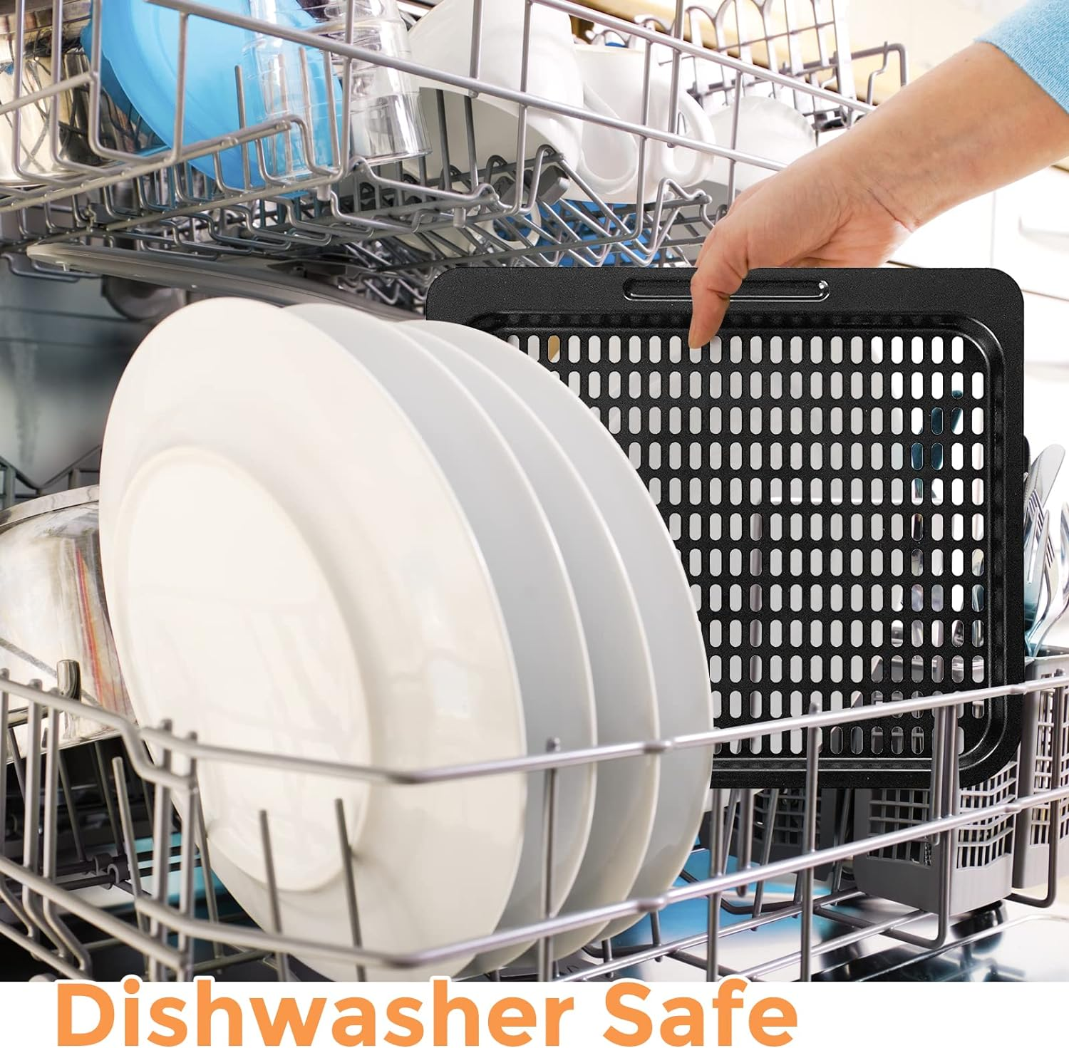 Air Fryer Cooking Tray for Instant Vortex Plus10 Qt, 2 PCS Food Grade Nonstick Replacement Rack Parts Grill Pan Crisper Plate for Powerxl Chefman Innsky CROWNFUL 10.6Qt Air Fryer Oven, Dishwasher Safe image number 6