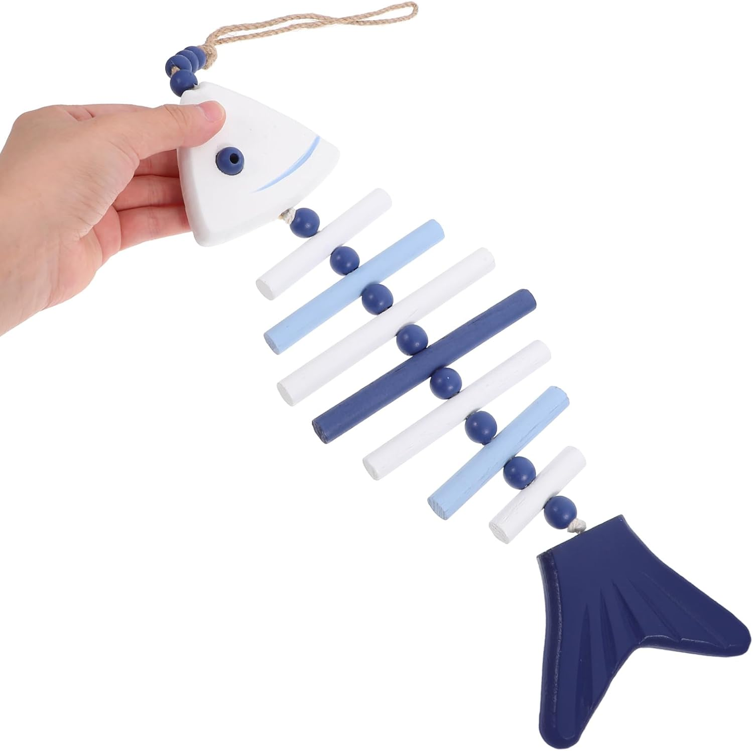 LUOZZY Mediterranean Style Wooden Fish Bone Hanging Decoration Nautical Wall Fish Bone Pendant Wall Hanging Ornament for Home Bar Supply image number 6