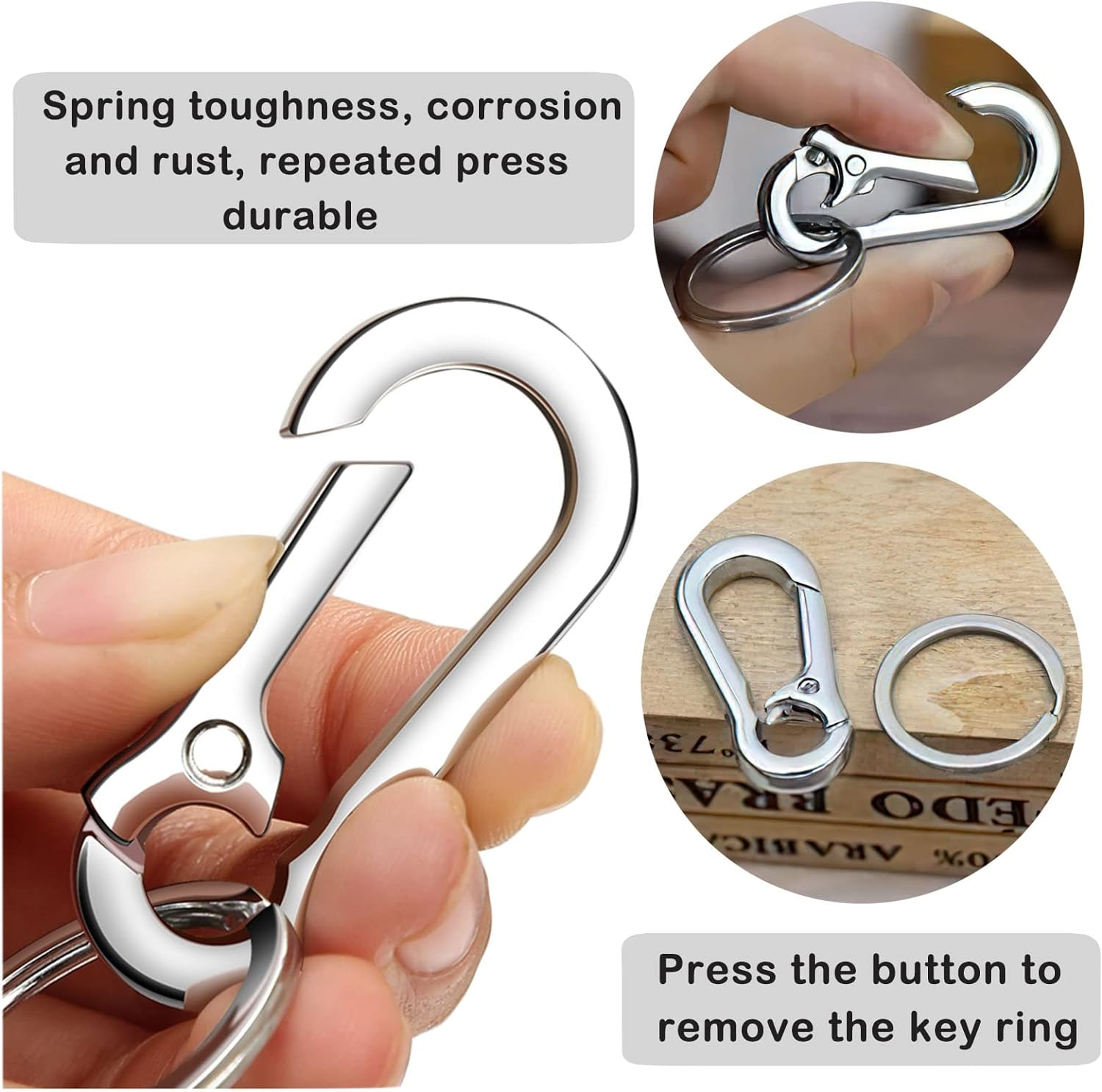 12 PCS Keychain Clip, Ring, and Carabiner Set - Metal Holder Organizer for Car Keys - for Men and Women image number 4