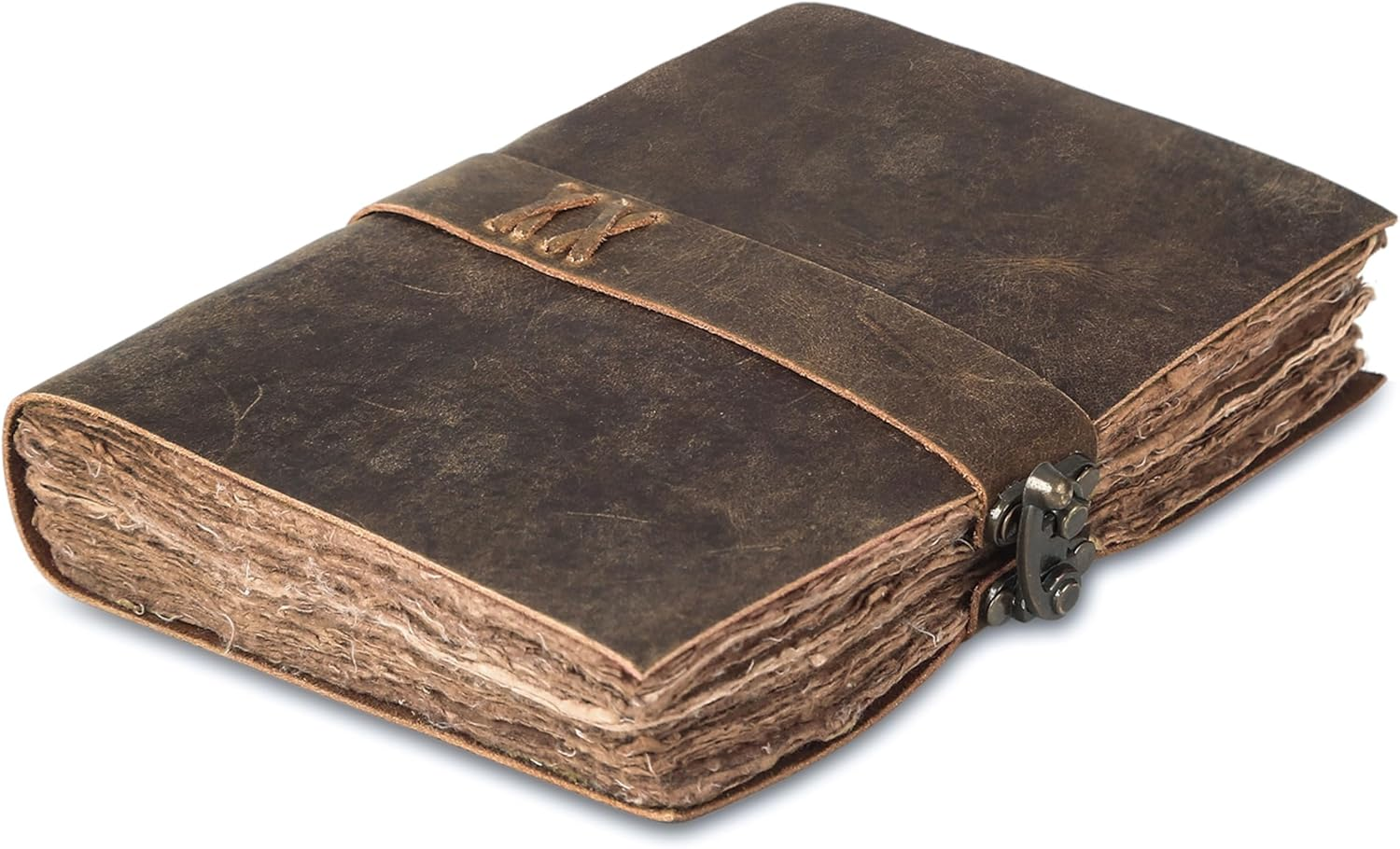 Komal'S Passion Leather Vintage Leather Journal Handmade Buffalo Deckle Edge Paper &ndash; Leather Bound Journal for Women Men Vintage C-Lock Closure Ideal for Writing & Travel for Artists - 7X5 Inches image number 6