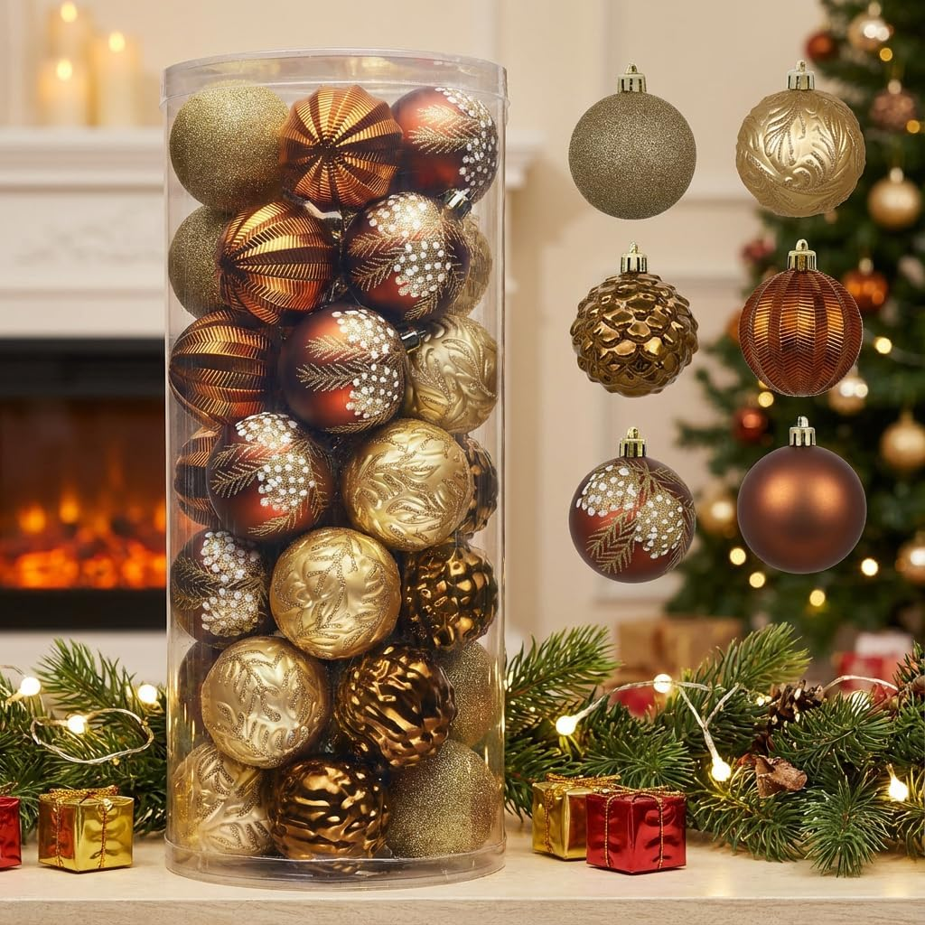 Valery Madelyn 35Ct 70Mm Winter Wishes Blue Silver Shatterproof Christmas Ball Ornaments Decoration 7Cm/2.75 Inch 35 Pcs Metal Hooks Included