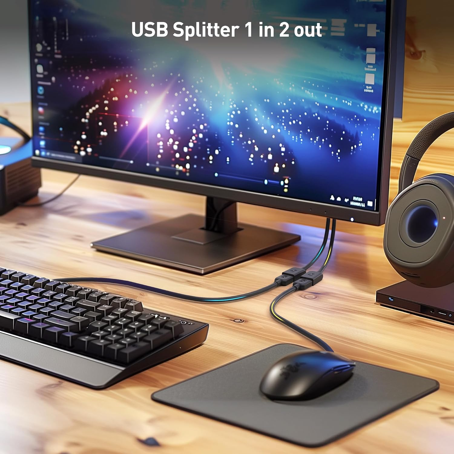 Cable Matters 2-Pack USB a Male to Female Power Splitter 1 in 2 Out - 30Cm, USB 2.0 Y Splitter Cable with 480Mbps Data Transfer and BC 1.2 Charging Support image number 6