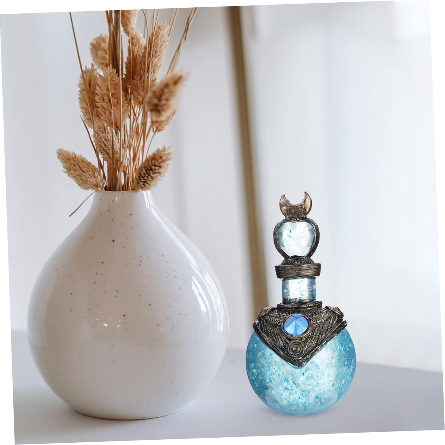 Alasum 1Pc Delicate Shiny Bottle Figurine Creative Mermaid Moonlight Decor for Home Unique Indoor Ornaments to Add Warmth and Style to Your Space for Art Lovers - Blue image number 4