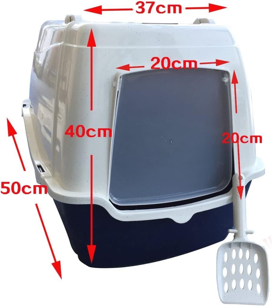 Front Open Portable Hooded Cat Toilet Litter Box Tray House with Handle & Scoop image number 2