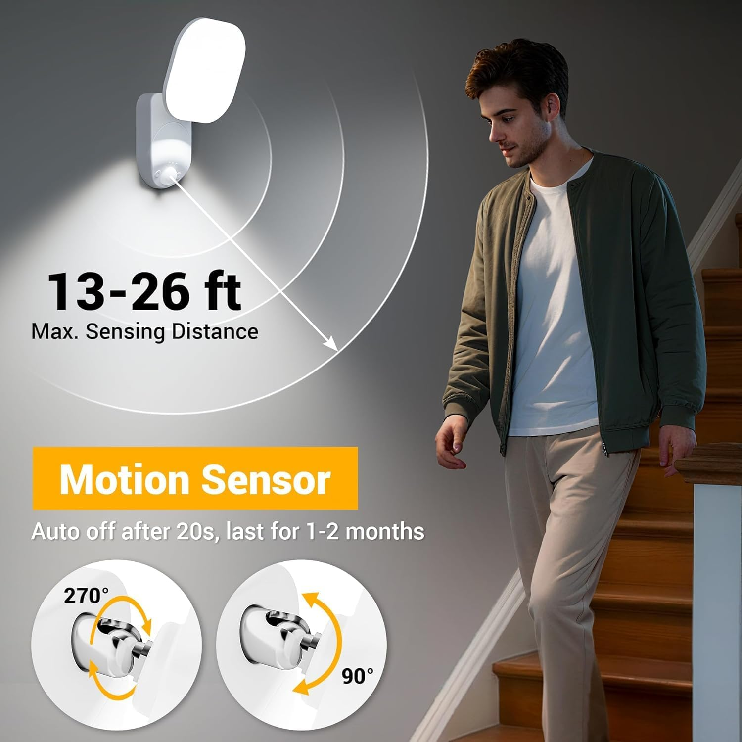 Motion Sensor Night Lights Indoor, Rechargeable Wall Lights Battery Operated with Remote, 3 Modes, 3 Color Temperatures, Magnetic Wireless Wall Sconces for Closet Porch Stairs Hallway Garage image number 3