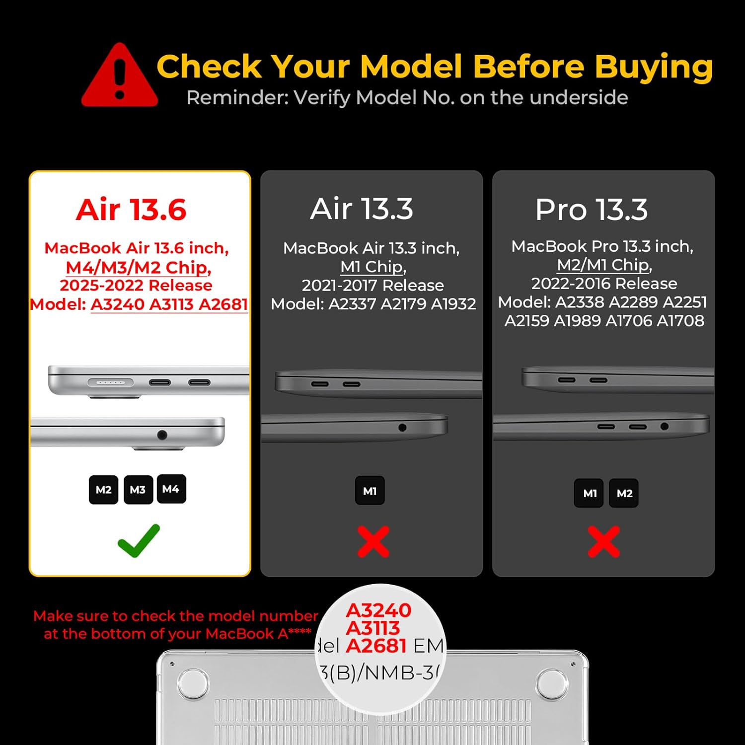 Eoocoo Compatible with Macbook Air 13 Inch Case 2025-2022 M4 A3240 M3 A3113 M2 A2681, Clear Air 13.6" Laptop Hard Shell Case + Keyboard Skin Cover + Screen Protector, Crystal Clear - Lavender Gray image number 5