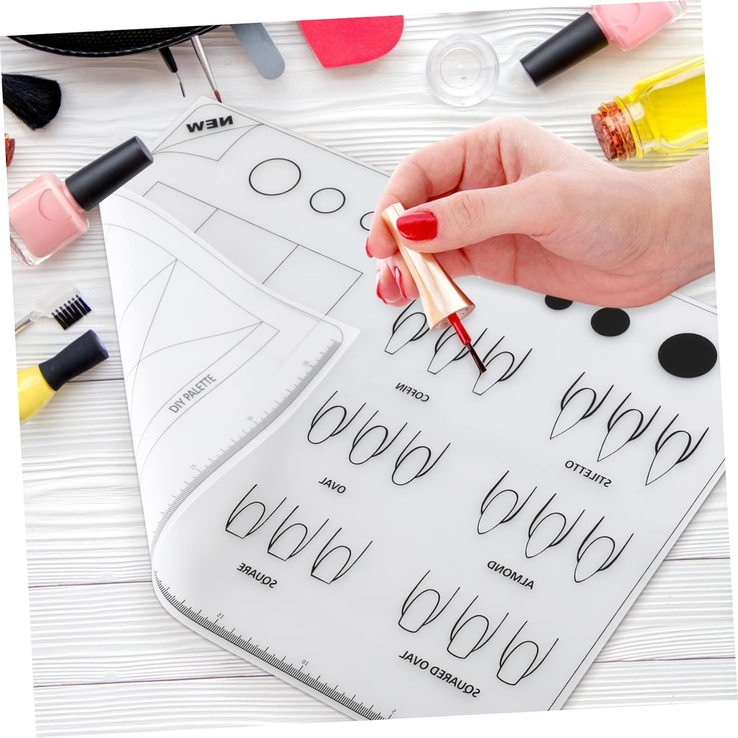 Beaupretty Acrylic Nail Training Mat, Manicure Art Practice Mat Silicone Trainer Sheet Practice Pad Nail Tool for Acrylic Fingernails