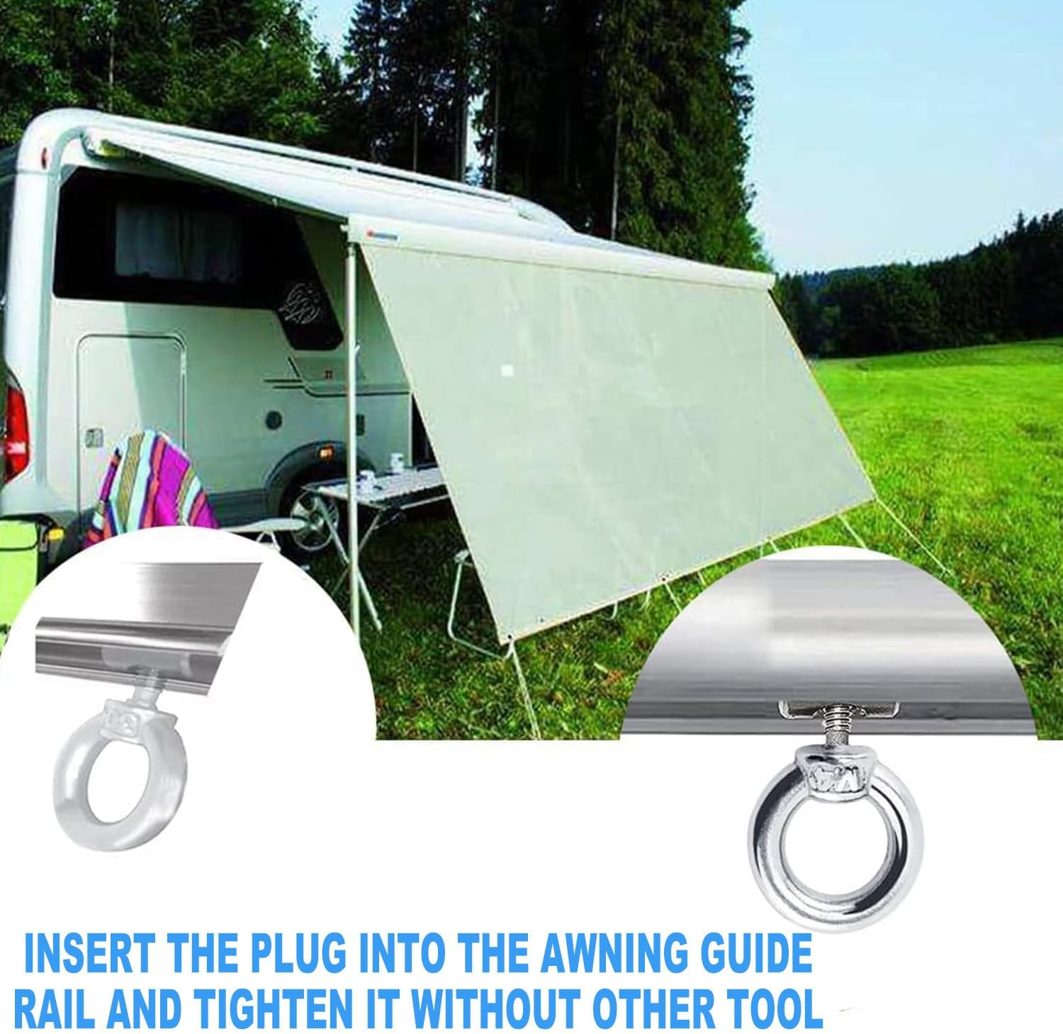 Wzenclave 10Pcs Carabiners 304 Stainless Steel Eye, 10 Pieces Stainless Steel Awning Pipe Plug 6Mm, with 10 Climbing Buckles, Ideal for Caravans, Motorhomes, Campervans Camping Tent Equipment image number 5