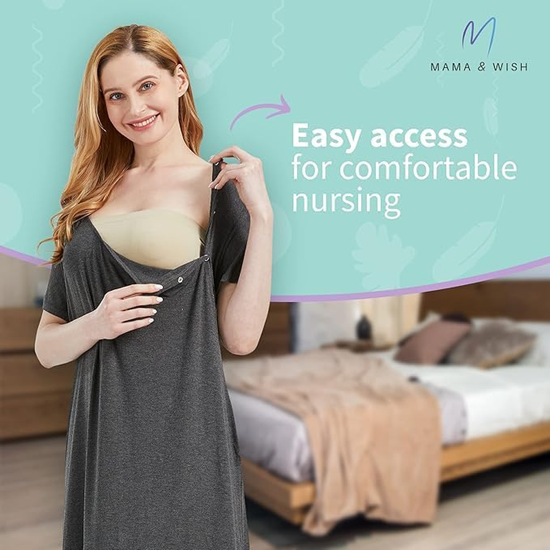 Mama & Wish Labor and Delivery Gown 3 in 1 Labor, Delivery and Nursing Gown for Hospital Made with Ultra-Soft Fabric image number 2