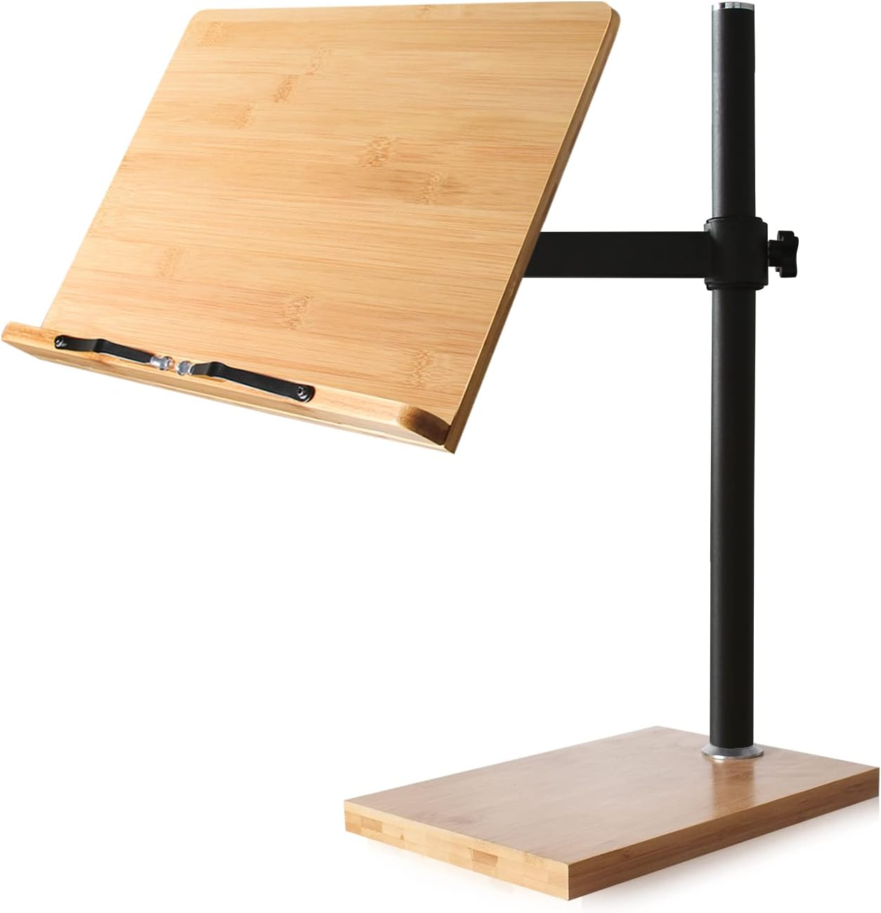 Extral Large Size Book Stand Height Adjustable, Wishacc Upright Bamboo Wood Book Stand Cookbook Holder for Reading Hands Free image number 1