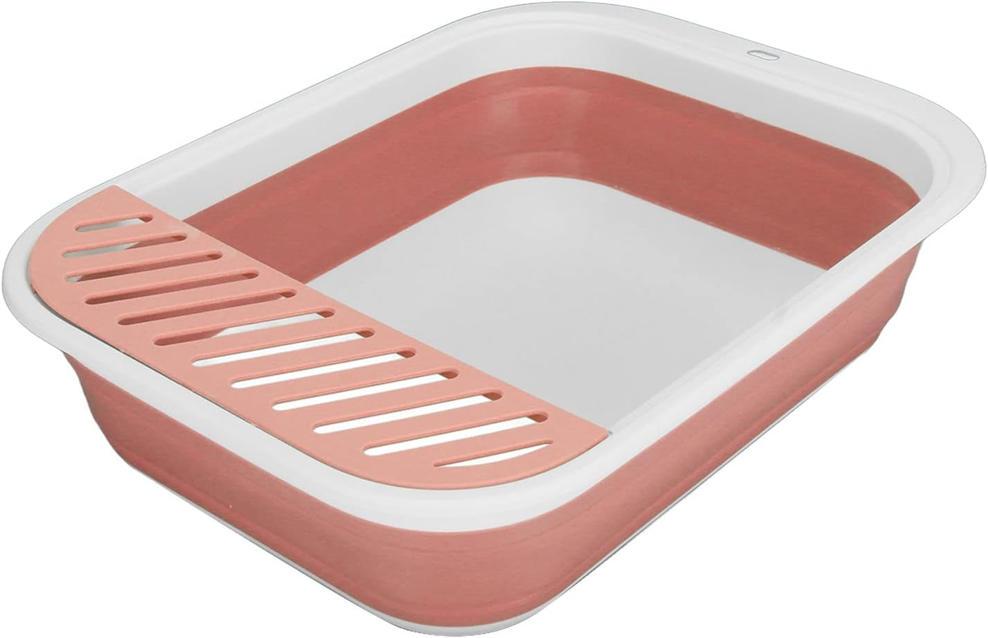 Cat Litter Box, Semi Enclosed Easy Cleaning Splash Proof Foldable Kitten Toilet, Waterproof Cat Travel Litterbox Cats Litter Pan with Litter Sifting Scoop for Indoor Cats Kittens Small Pets(Grey)