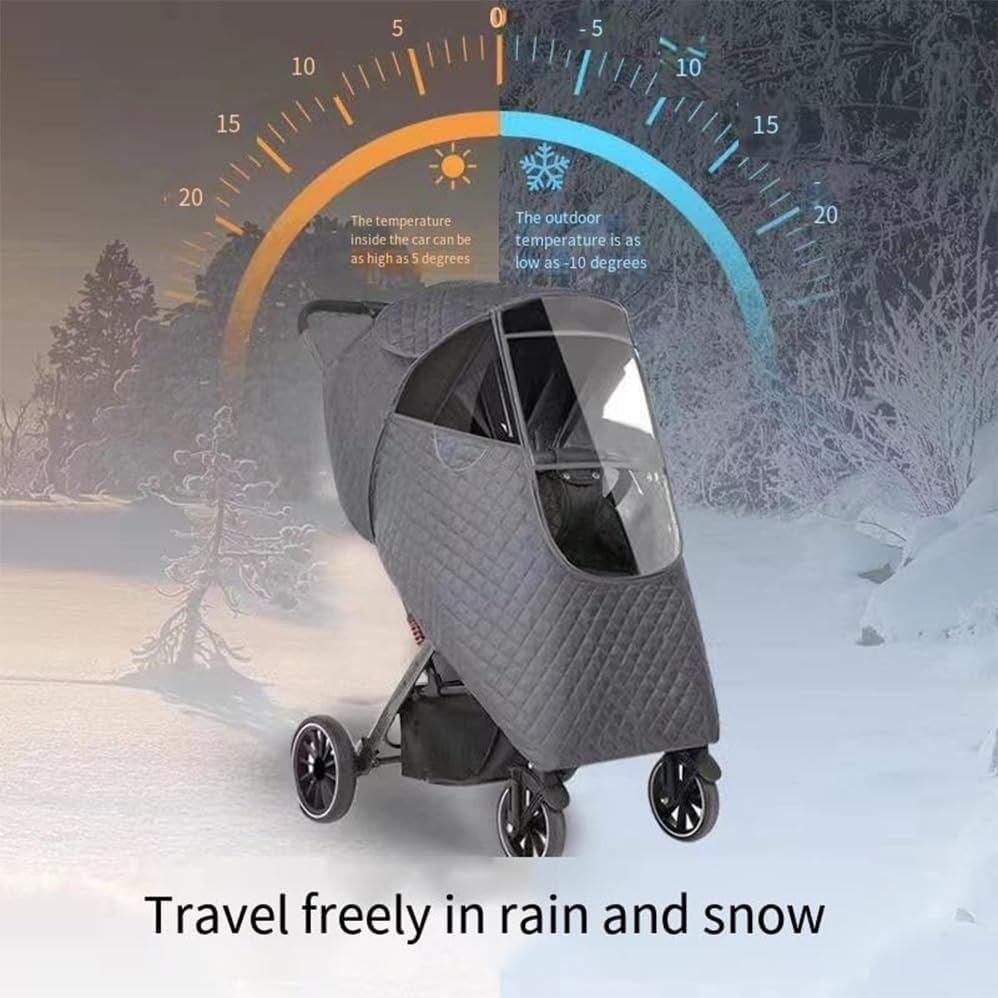 Winter Stroller Weather Cover, Stroller Raincoat, Universal Windshield Cover,Three Layers of Cotton, Two-Way Adjustment, Environmentally Friendly Material, Comfortable and Breathable image number 1