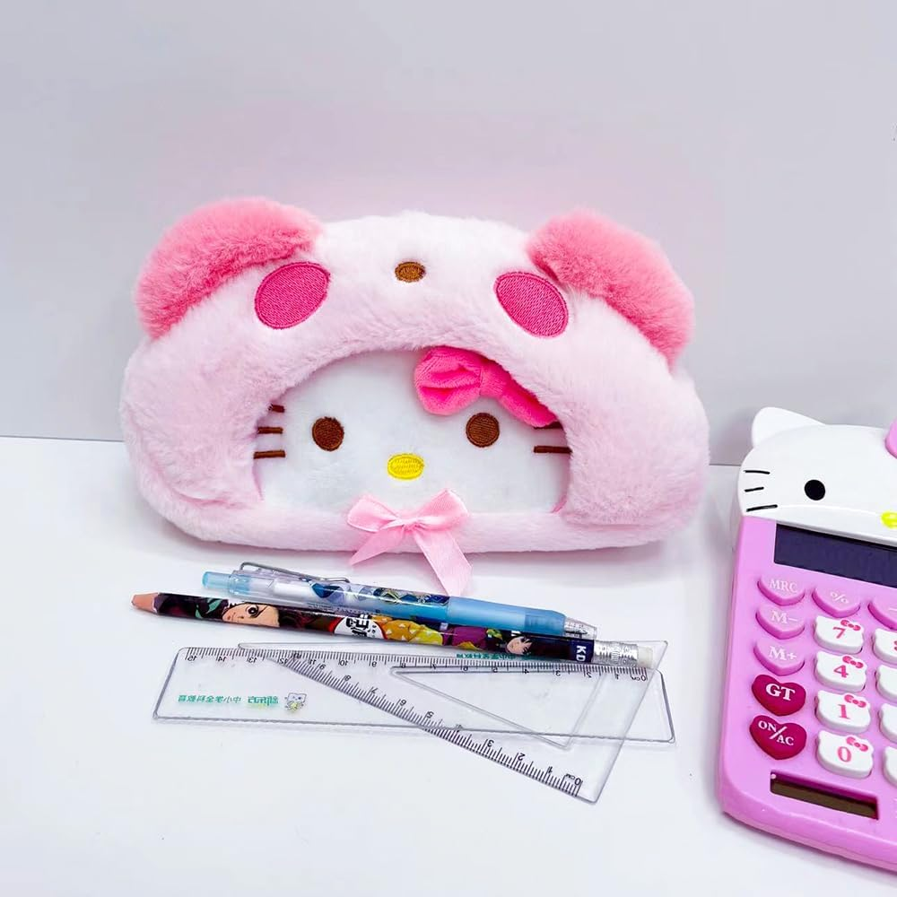 Cute Kawaii Plush Zipper Pencil Case, Used for Office Supplies, Stationery Storage and Cute Anime Cosmetic Bag image number 1