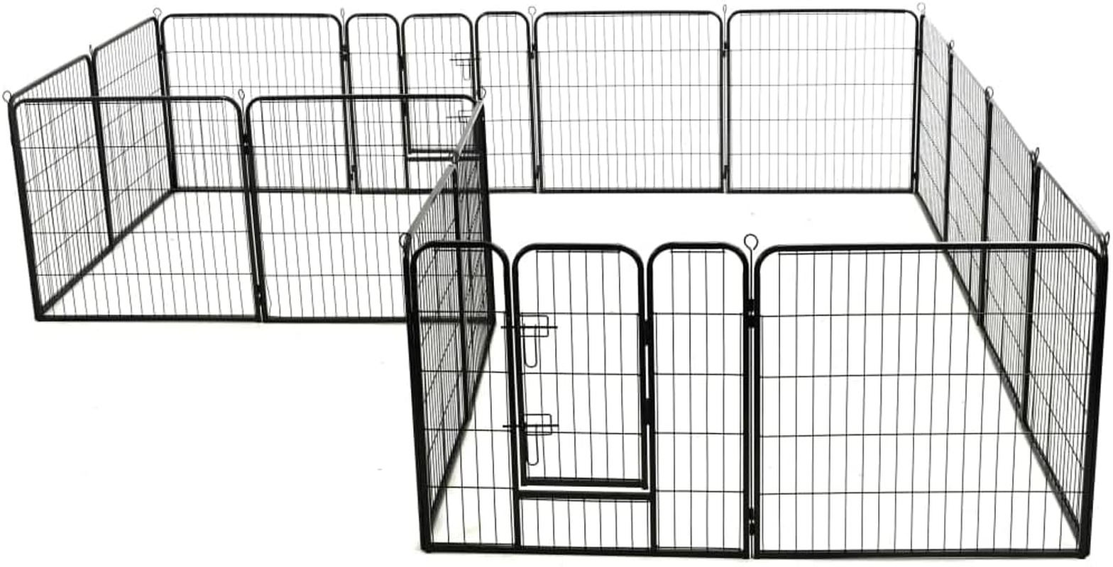 Dog Playpen 16 Panels Steel 80X80 Cm Black Pet Exercise Pen Indoor Outdoor image number 6