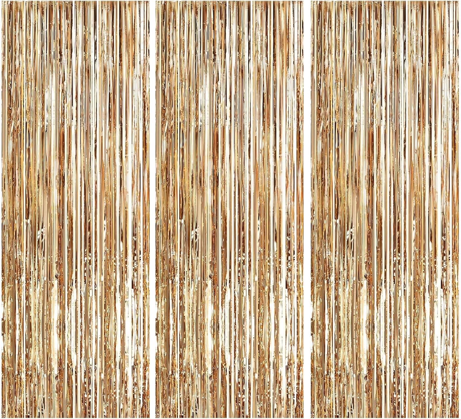 2 Pack Photo Booth Backdrop Foil Curtain Tinsel Backdrop 3.3Ft X 9.9Ft,For Halloween Party, Birthday, Wedding, Graduation, Halloween,Wizard Decorations (Champagne Gold) image number 4
