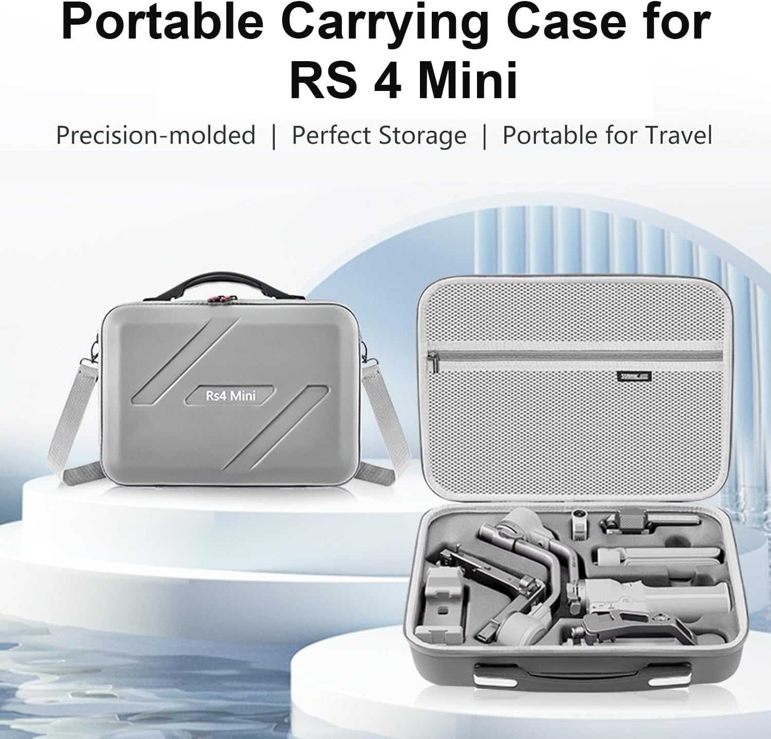 Portable PU Waterproof Carrying Case with Shoulder Strap for DJI Ronin RS 4 Mini Gimbal Stabilizer & Accessories - Ideal Travel Companion for RS 4 Mini image number 1