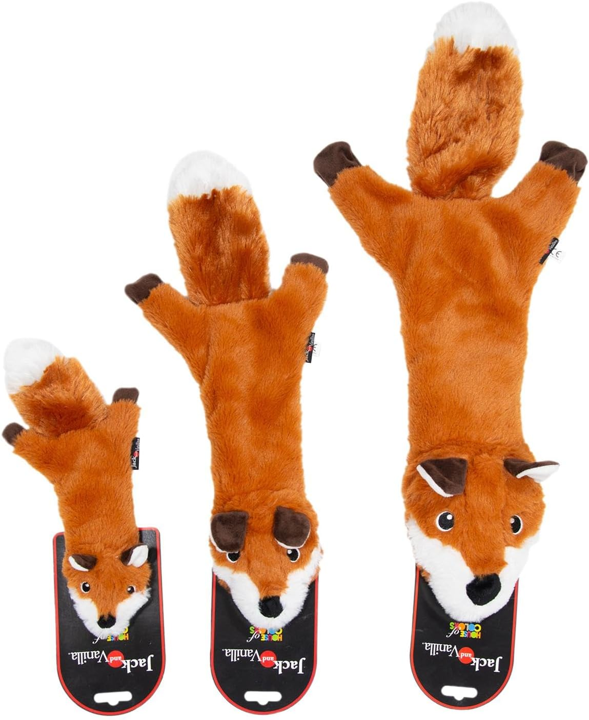 Jack and Vanilla, Flatties Orange Fox Dog Toy, 45 Cm, Realistic Design, Sounds and Washable, Ideal for Interactive Games, Bright Colours