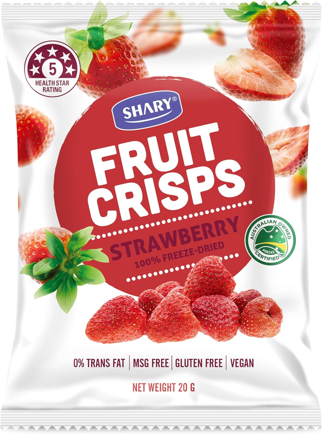 Shary Freeze-Dried Strawberry Crisps, Bulk Pack (8 X 20G) &ndash; 100% Natural, Vegan, Gluten-Free Fruit Snack image number 5