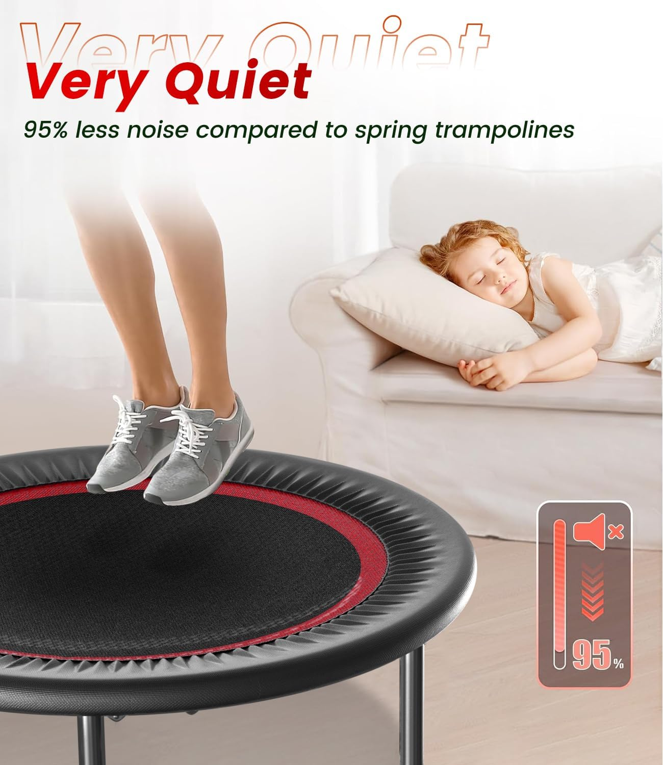 Mini Trampoline for Kids Adults - 48" Foldable Fitness Rebounder Mini Trampolines image number 2