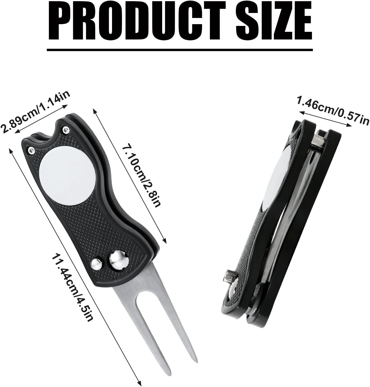 Golf Divot Repair Tool, Stainless Steel Divot Repair Tool Foldable Pop-Up Divot Turf Fork Golf Metal Putting Fork Golf Turf Fork Ball Marker Divot Tool for Golf Lover