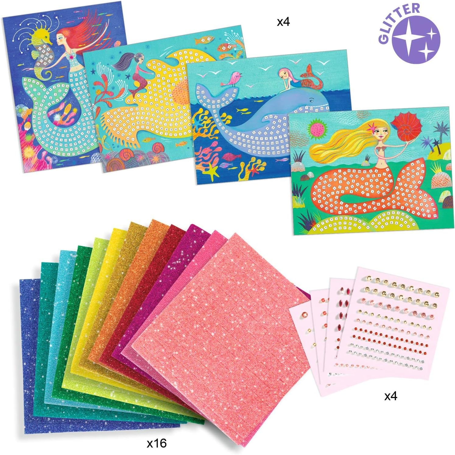Djeco DJ09423 the Mermaid'S Song Mosaic Stickers Craft Kit - Multicoloured image number 5