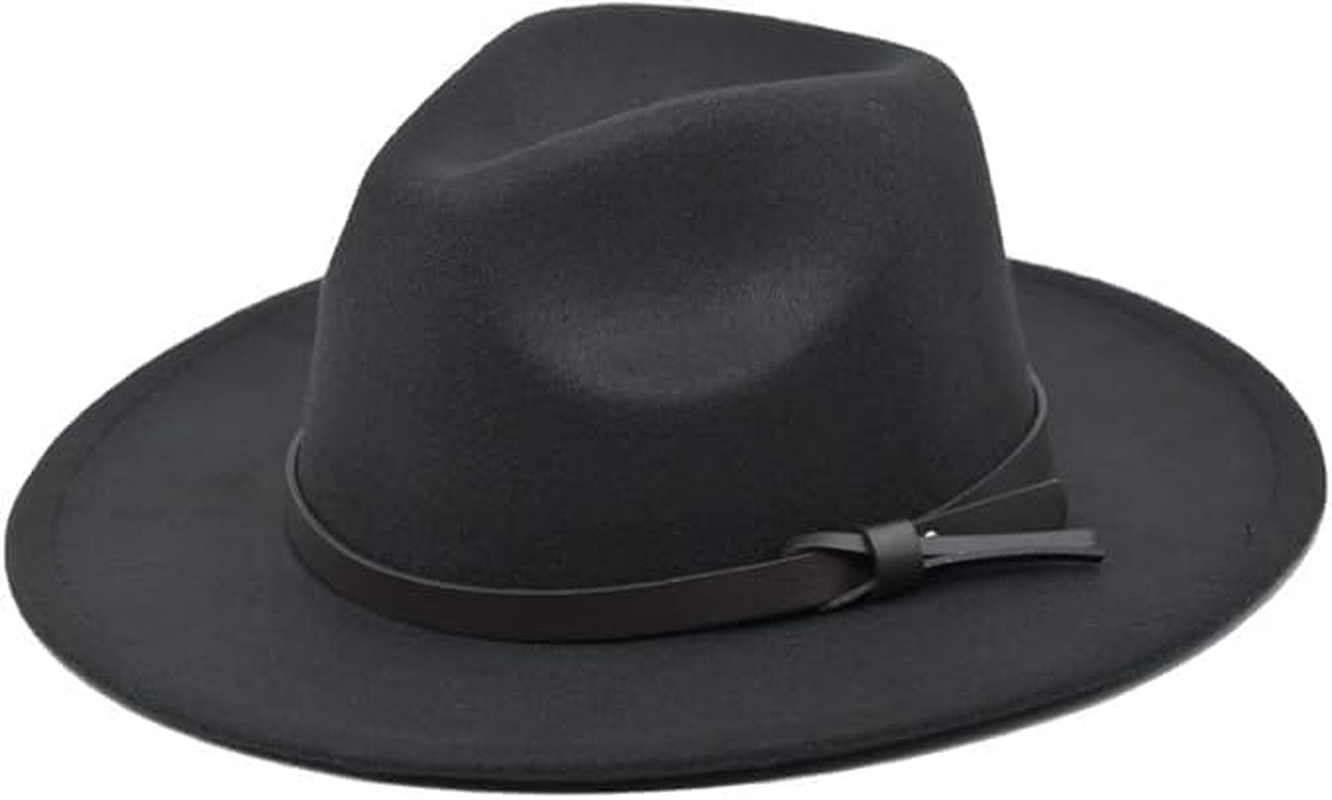 2PCS Hats for Men Women Wide Brim Belt Buckle Felt Panama Hat Dress Hat