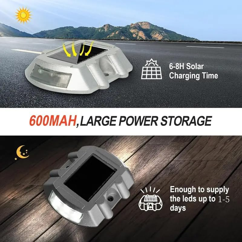 Solar Driveway Lights,12Leds Outdoor Road Step Dock Light,Wireless Deck Lights for Path Garden Walkway,Sidewalk,Steps,Yard,Safety Marker(Blue and Green) (Blue, 2 Pack) image number 3