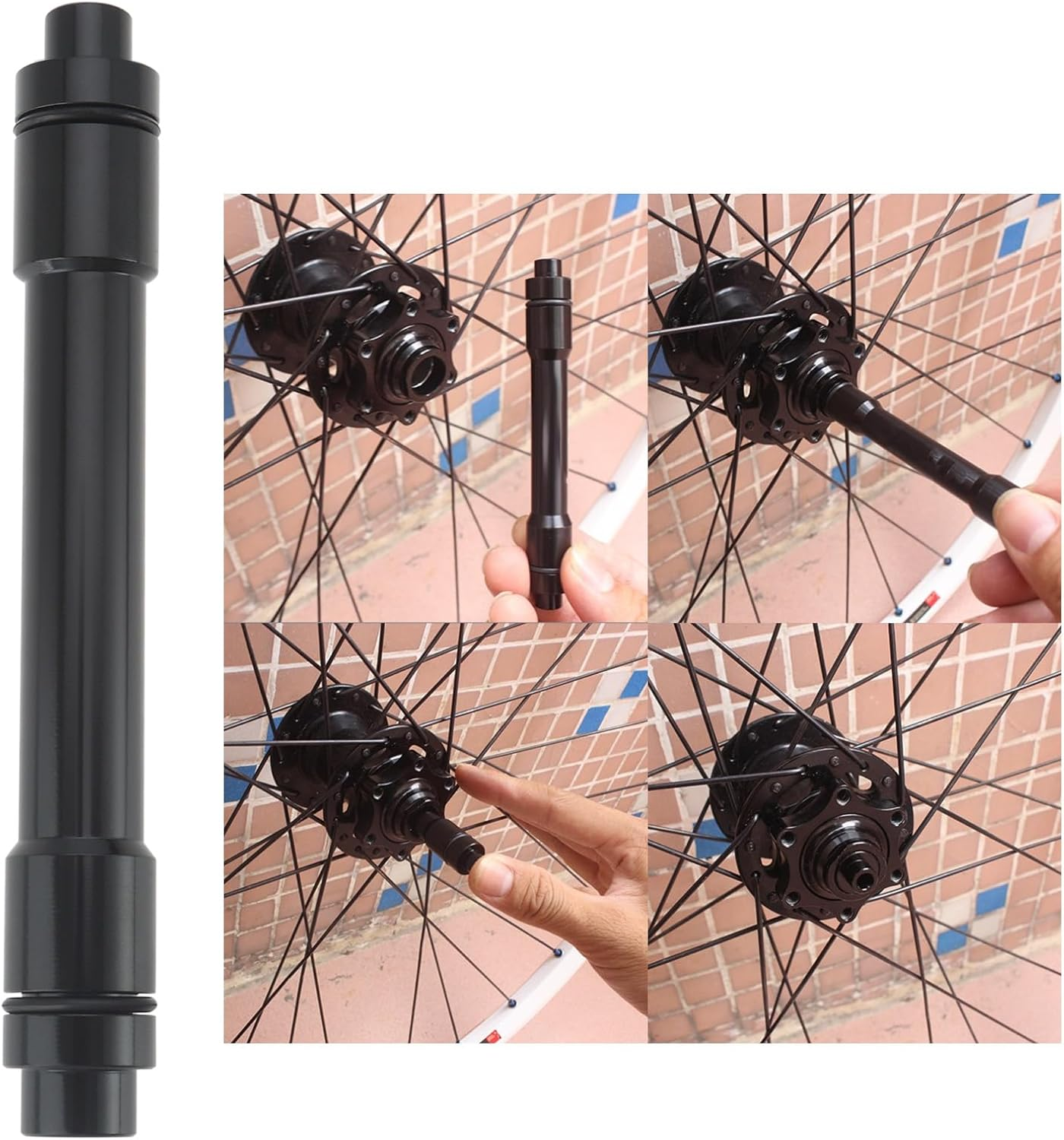 Create Idea Bike Thru Axle Hub Adapter Bicycle Hub Adapter 100Mm Thru Axle Hub Quick Release Conversion for Mountain Road Bike, Black image number 1