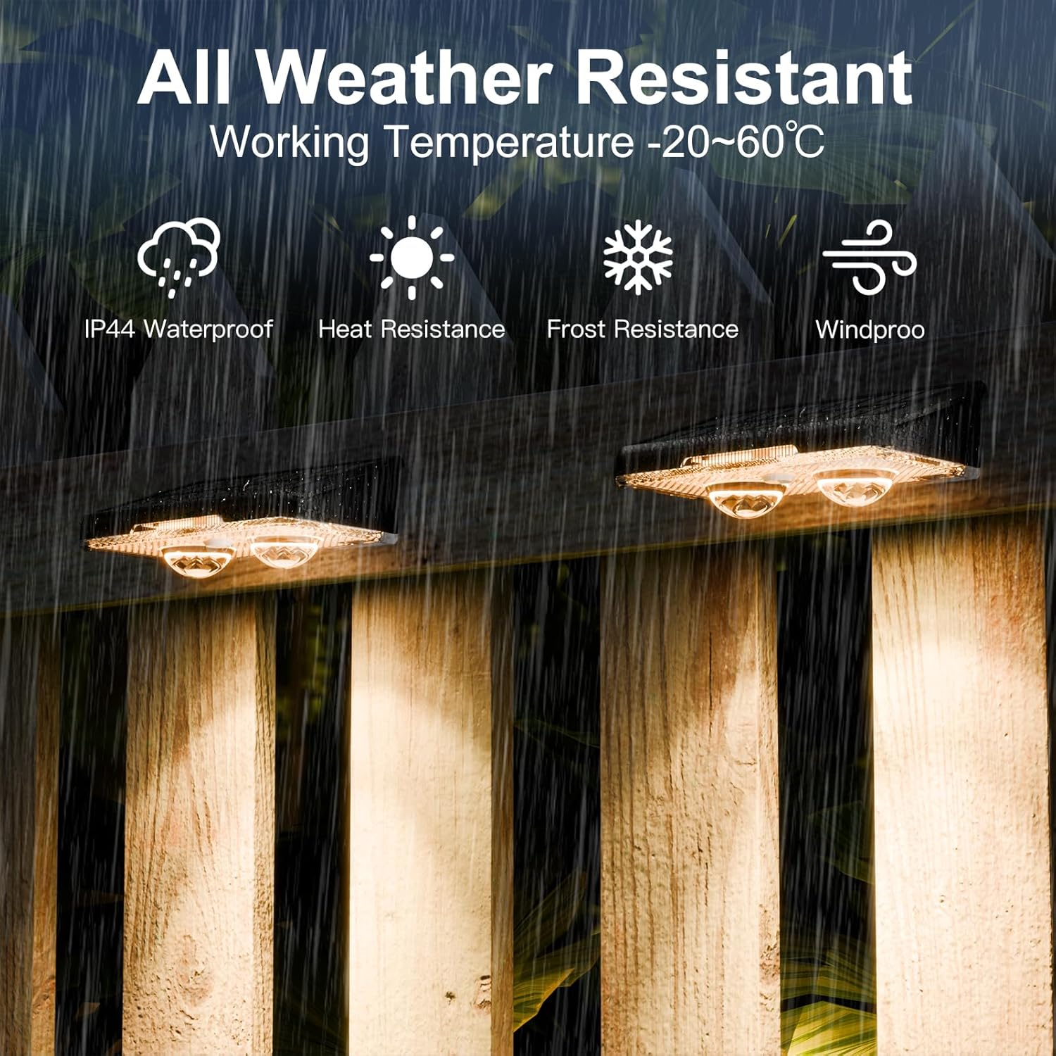 Quntis Outdoor Solar Wall Lights, 4 Pack Solar Fence Lights Warm White & 11 RGB Modes IP64 Waterproof Wireless Stick on Wall Lamps for outside Garden Front Door Deck Stair Yard Railing Patio D&eacute;cor image number 2