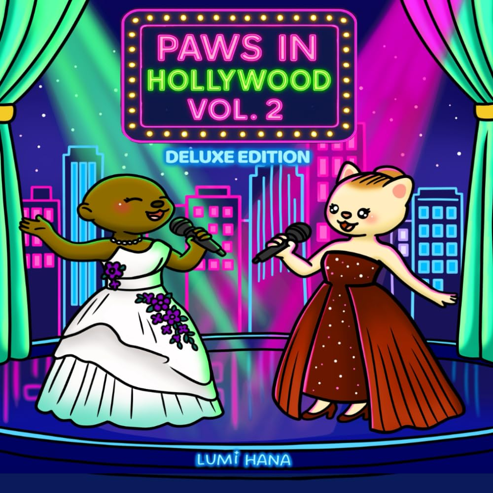 PAWS in HOLLYWOOD VOL 2 DELUXE EDITION: Cute and Cozy Coloring Book for Adults and Teens Featuring Adorable Animal Characters in Hollywood Parody Scenes for Relaxation image number 1
