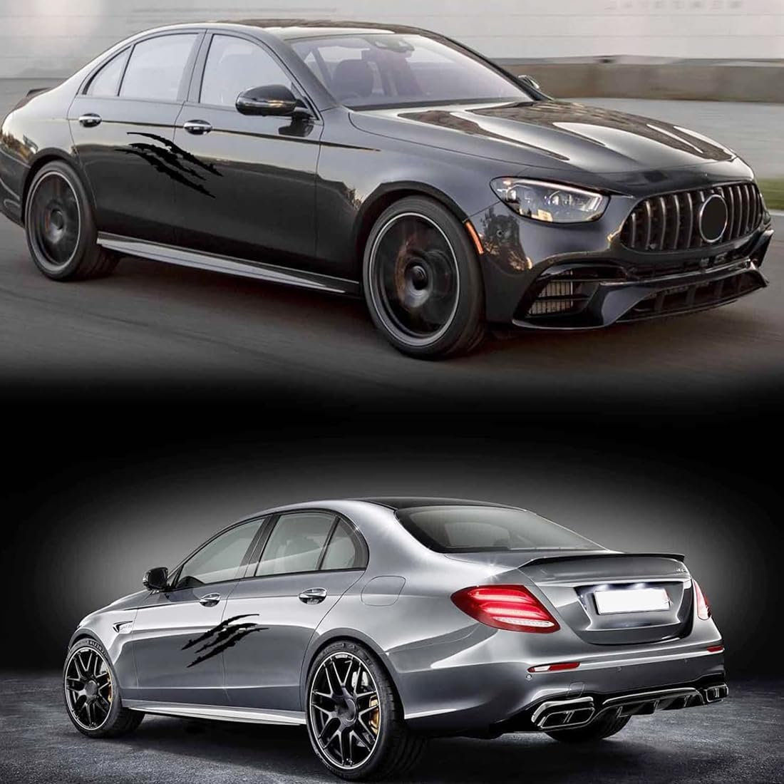 2 PCS Claw Mark Car Decal,Headlight Car Stickers,Monster Claw Marks Reflective Sticker,Stripes Scratch Decal Vinyl for Cars,Window,Motorcycles (Black) - Laser Color image number 2