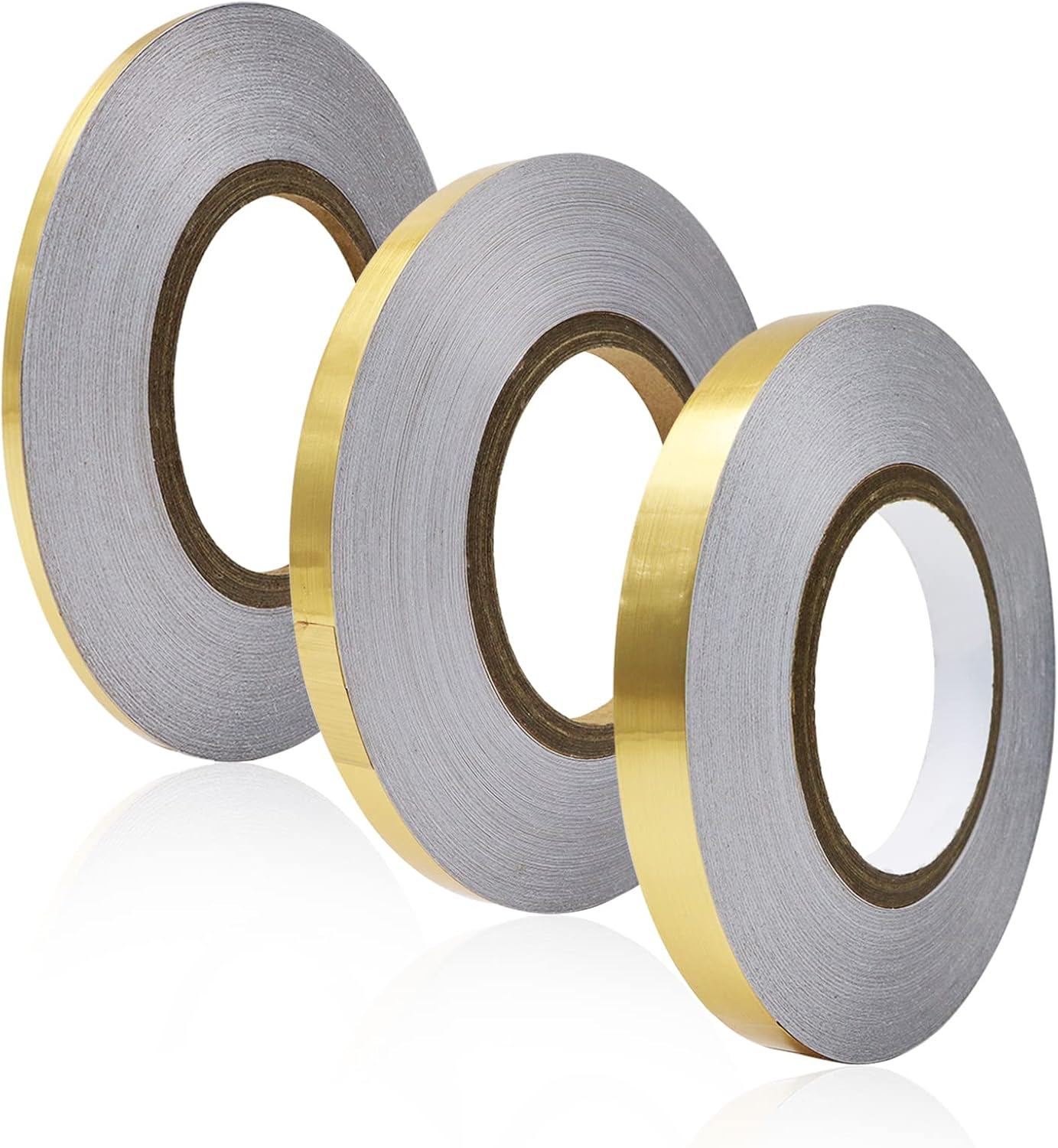 3 Sizes Self Adhesive Metalized Polyester Film Tape Waterproof, Floor Tile Gold Foil Lines Tape, Tile Seam Stickers for Cabinet Bathroom Kitchen Decor Graphic Arts (Gold) image number 2