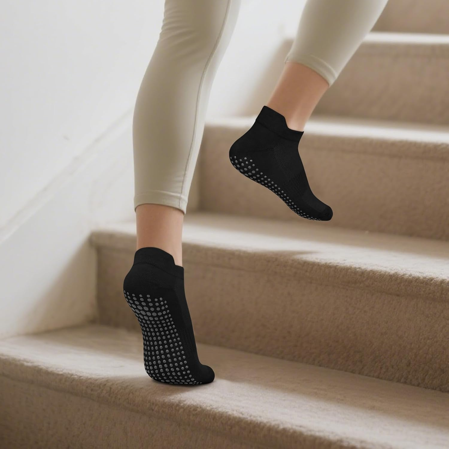 Leonids 4 Pairs Yoga Socks for Women, Anti-Slip Pilates Grip Socks with Brearthable Mesh for Yoga, Ballet, Barrem, Lagreem, Barefoot Workout image number 2