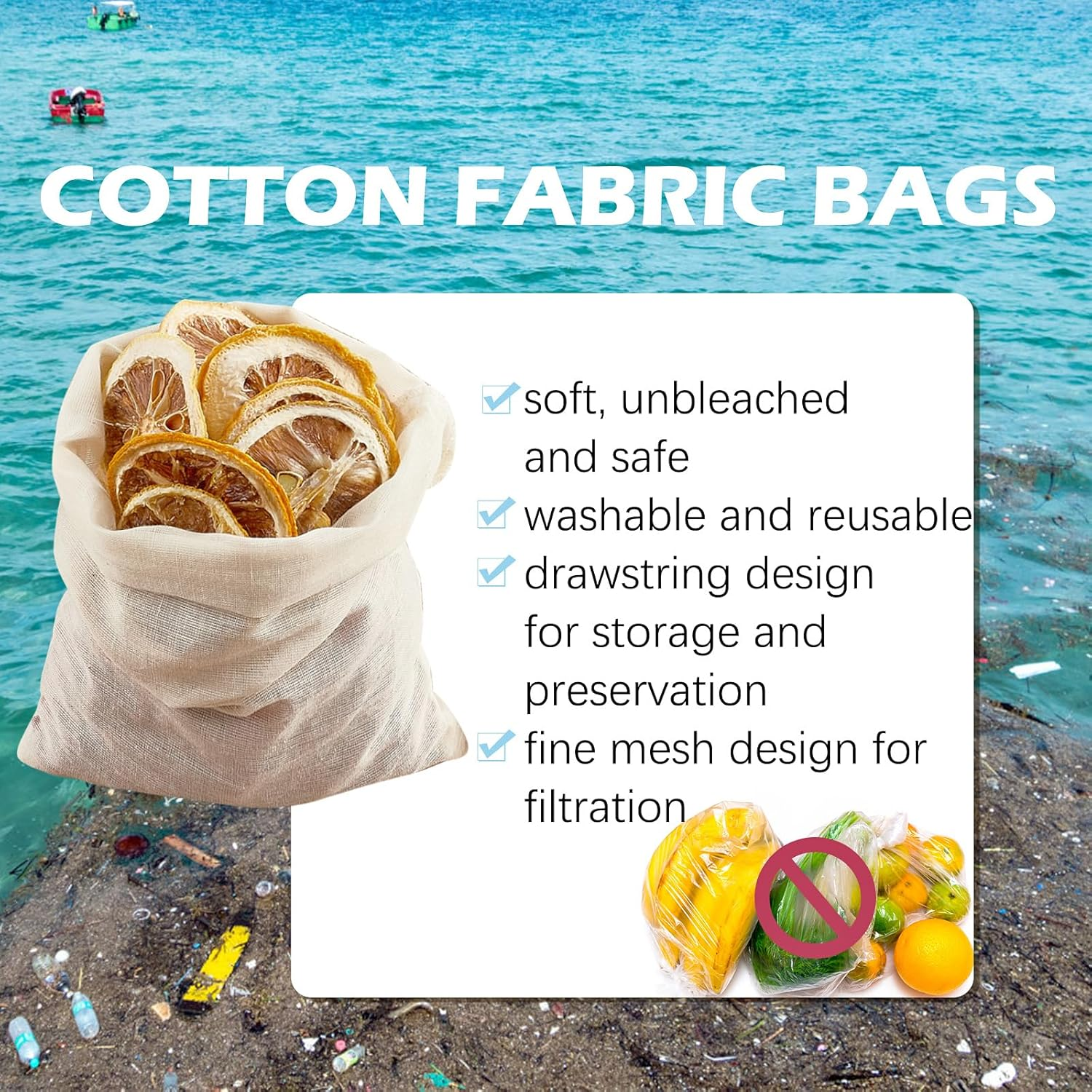 TUZAZO 24 Pack Reusable Spice Bags for Cooking, Cheesecloth Bags for Straining, Drawstring Cotton Tea Bags Soup Bags Bone Broth Brew Bags Muslin Bags (6 X 8 Inch)