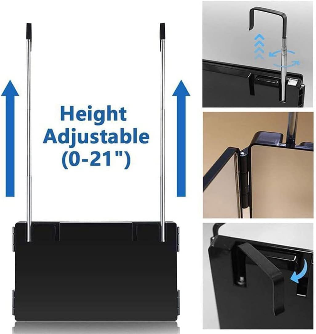 Musotica 3 Way Mirror with 10X Magnifying Mirror, Tri-Fold Mirror for Haircutting Shaving and Braiding, Height Adjustable Self Haircut Mirror