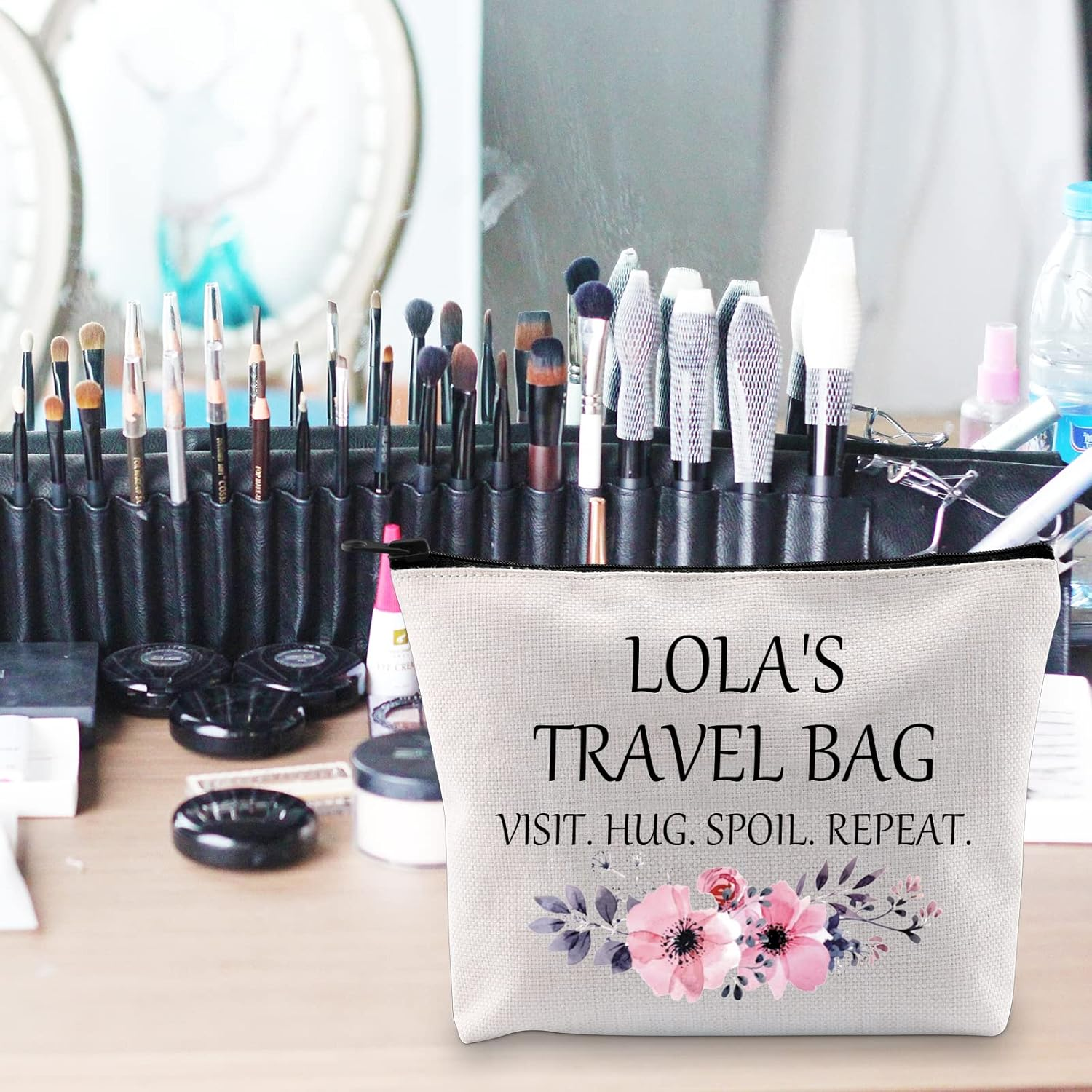 POFULL Lola Gift Best Lola Gift Lola Birthday Gift Lola&rsquo;S Travel Bag Visit Hug Spoil Repeat Travel Cosmetic Pouch, Lola&rsquo;S Travel Bag image number 6