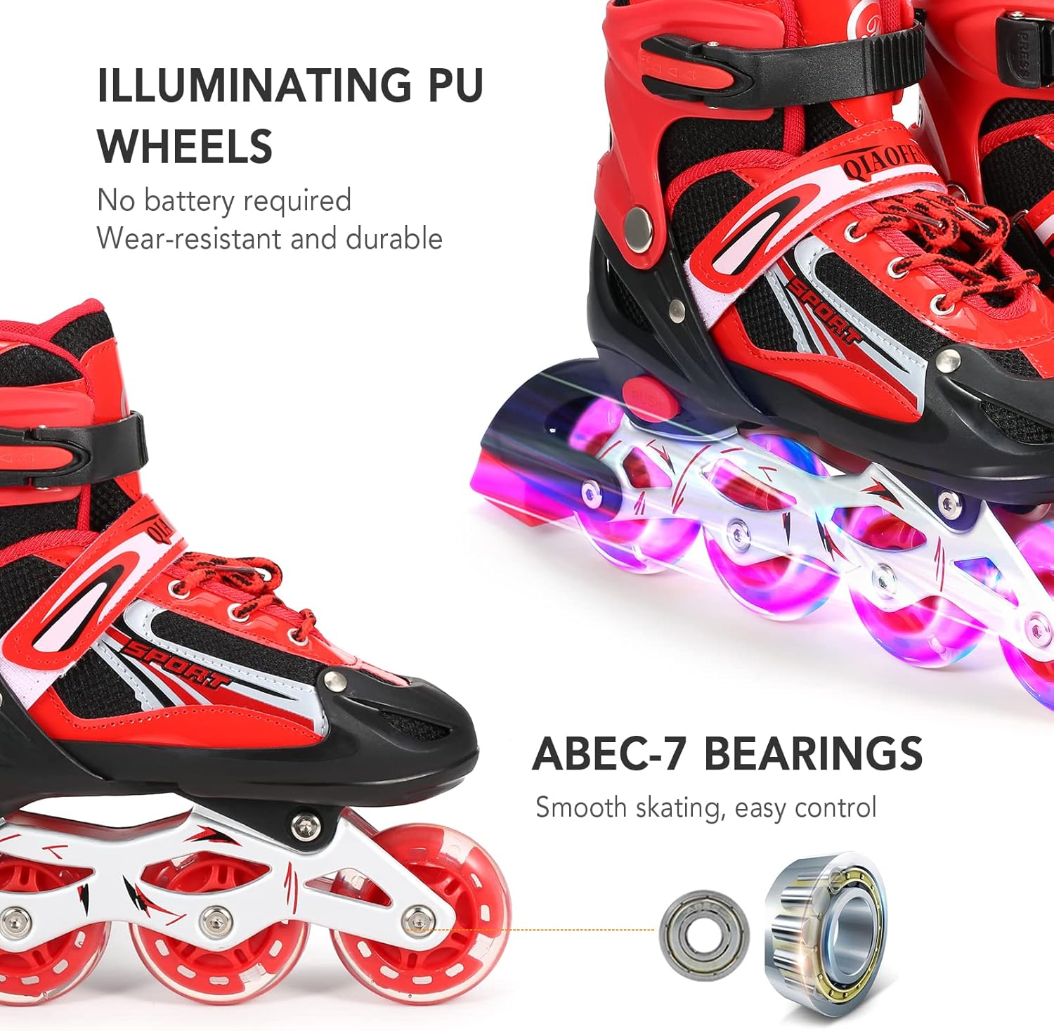 LAPOOH Adjustable Illuminating Inline Skates with Light up Wheels for Kids and Adults for Girls and Boys Men and Women image number 6