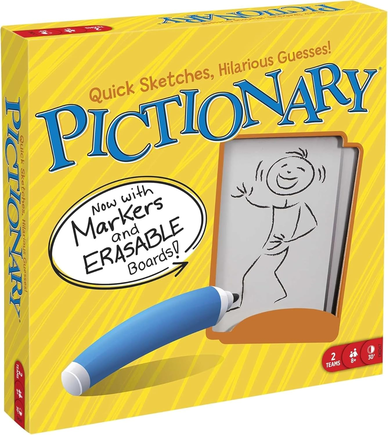 Mattel Games Pictionary Family Board Game for Kids, Adults and Game Night with Erasable Boards and Markers