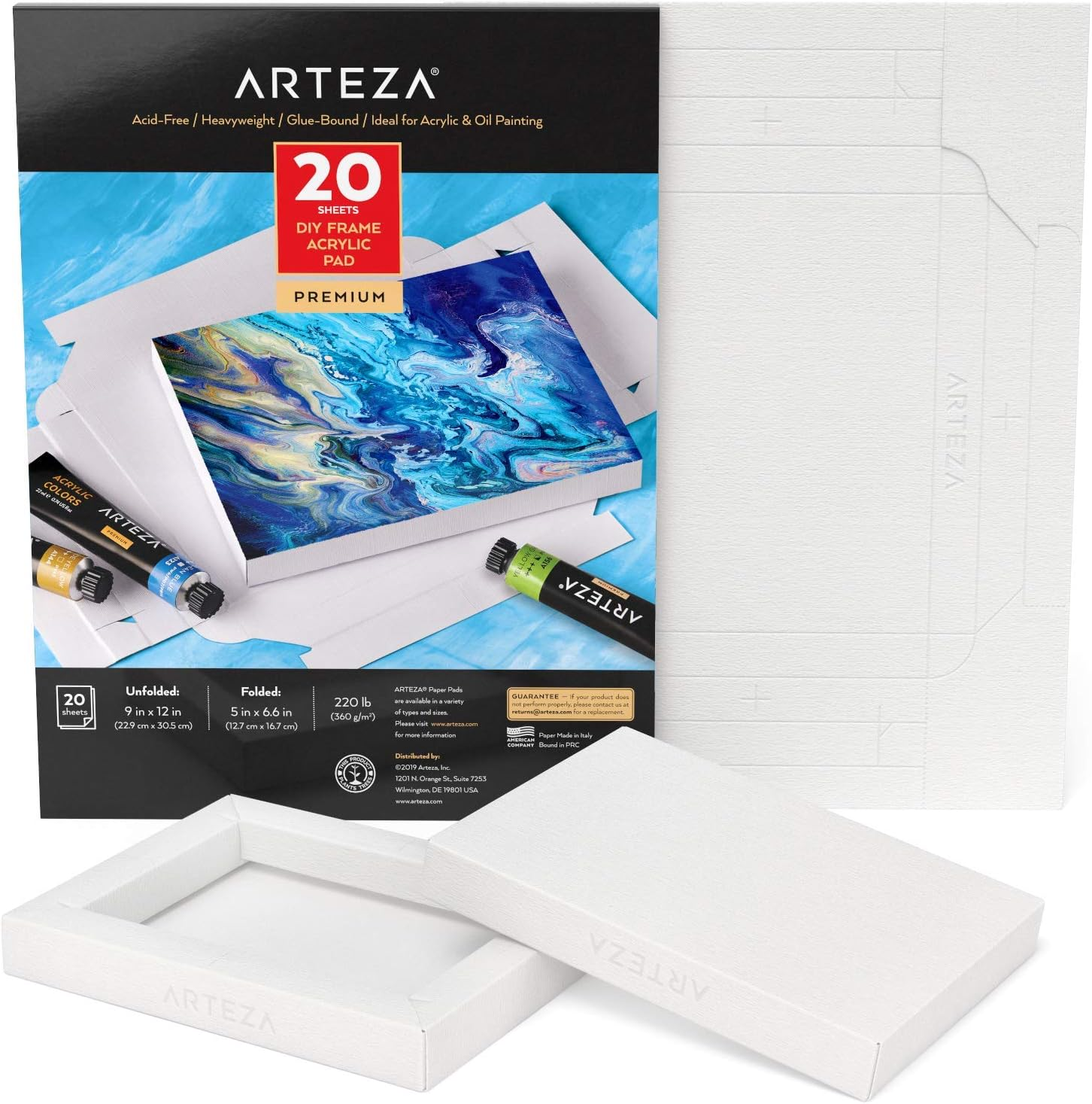 ARTEZA Mixed Media Paper Foldable Canvas Pad, 7X8.6 Inches, 20 Sheets, DIY Frame, Heavyweight Multimedia Paper, 228 Lb, 370 GSM, Acid-Free, Wood Pulp Canvas Pad for Painting & Mixed Media Art image number 4