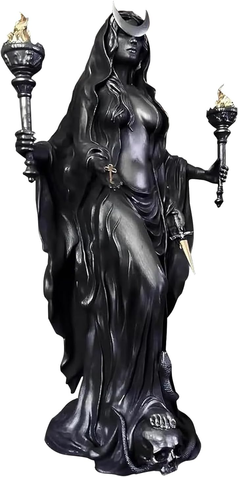 Hekate Niktipolos, the Witch of the Night, Underworld Hekate Phōsphōrōs Light-Bringer or Morning Star Statue, Hecate Greekgoddess with Her Hounds of Magic1 Resin Sculpture