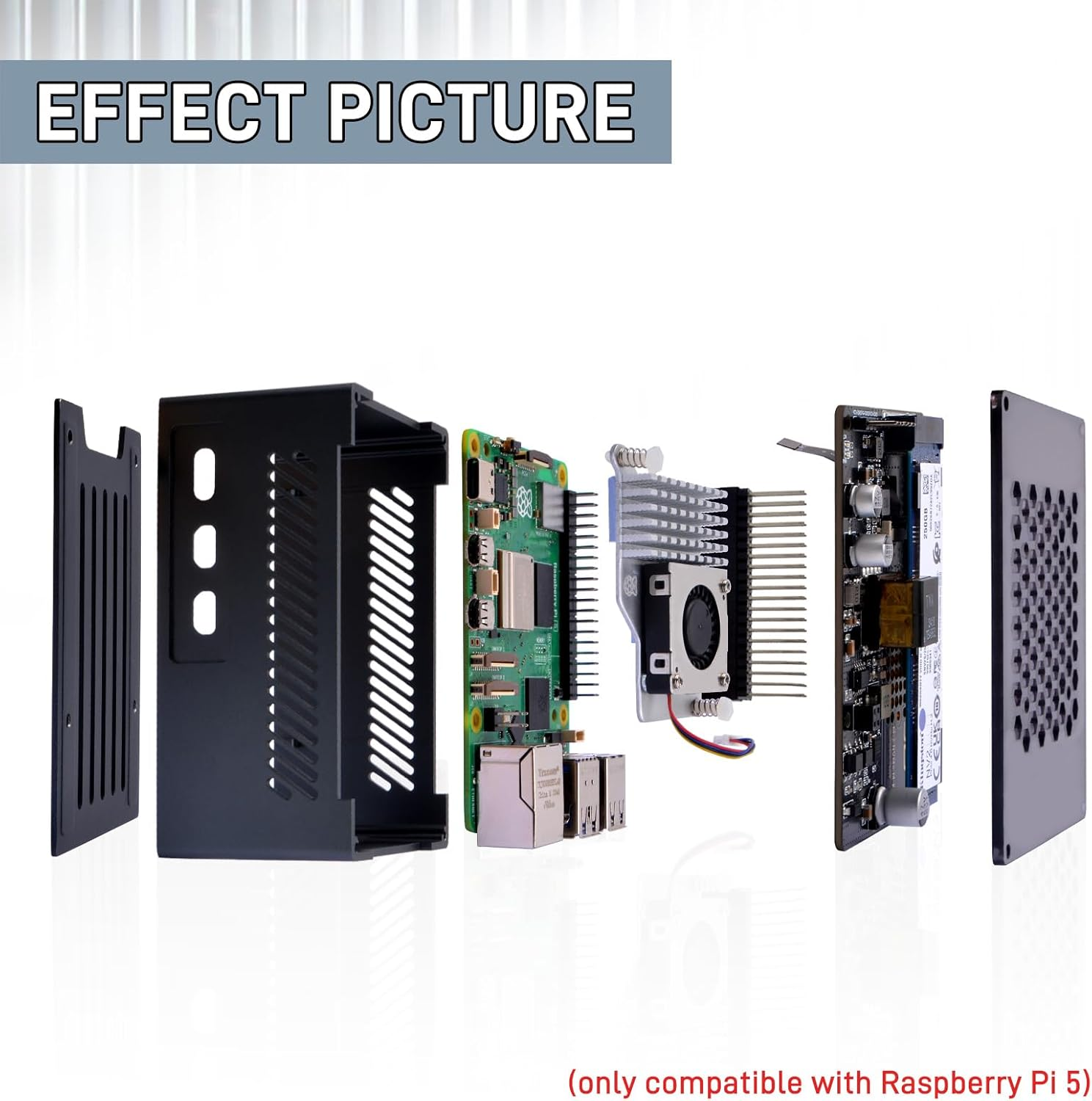 Geeekpi P33 M.2 NVME M-Key Poe+ Hat with Official Pi 5 Active Cooler and Aluminum Case for Raspberry Pi 5, Support M.2 Nvme Ssds 2230/2242/2260/2280