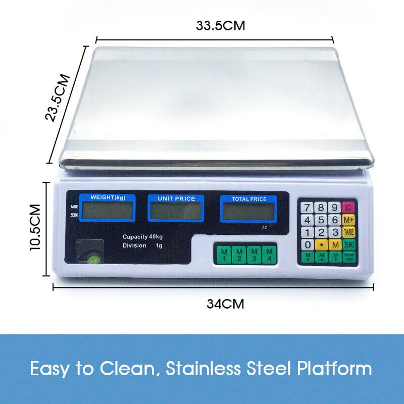 LEDON Kitchen Scale Digital Commercial Shop Electronic Weight Scales Food 40KG White image number 2