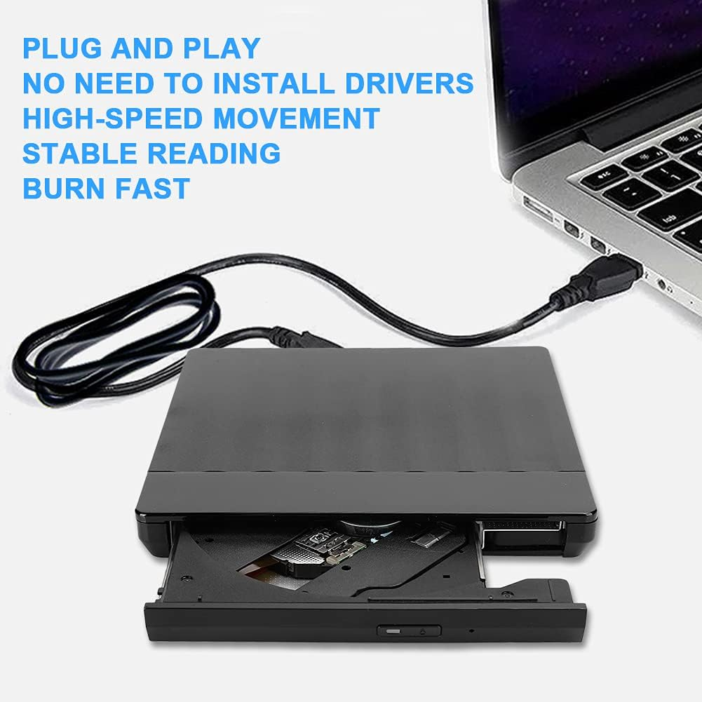 USB 3.0 External DVD Drive for Computer Laptop Notebook External Optical Drive DVD Writer PC Accessory Type-C Black for Windowsxp (Black) image number 4