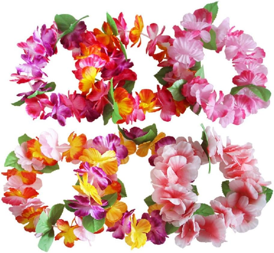 BPNHNA 6PCS Hawaiian Wreaths Headband Tropical Luau Flower Headpiece Leis, Thicker Floral Crown for Summer Beach Pool Party Decorations Favors Supplies, Multicolor image number 1