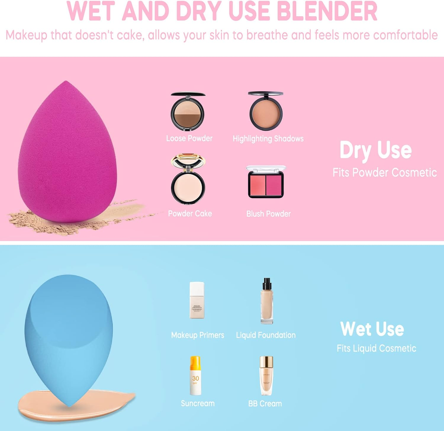 10-Piece Makeup Sponge Blender Set for Flawless Foundation and Face Makeup Application - Beauty Tool for Powder, Liquid, and Cream Products image number 3